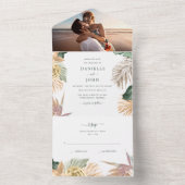 Tropical Floral Beach Foto Wedding RSVP All In One Einladung (Innen Boden)