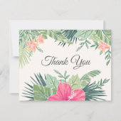 Tropical Floral Beach Hochzeit Dankeskarte (Vorderseite)