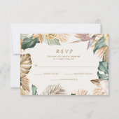Tropical Floral Beach Hochzeit in Urlaubsort RSVP Karte (Vorderseite)