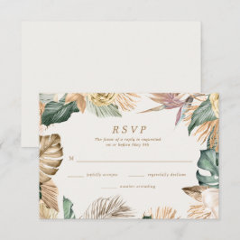 Tropical Floral Beach Hochzeit in Urlaubsort RSVP Karte