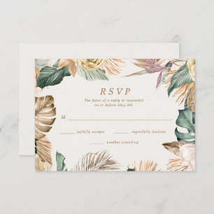 Tropical Floral Beach Hochzeit in Urlaubsort RSVP Karte