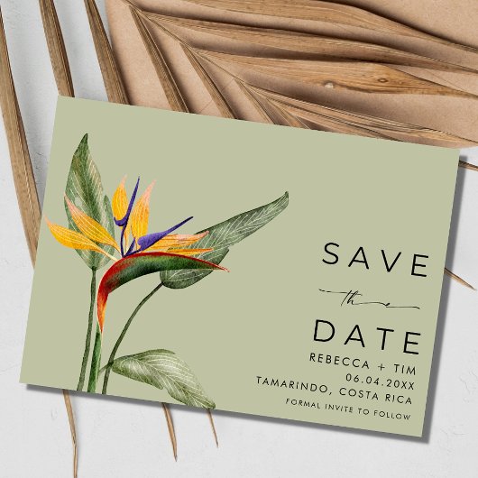 Tropical Floral Beach Hochzeit in Urlaubsort Save The Date