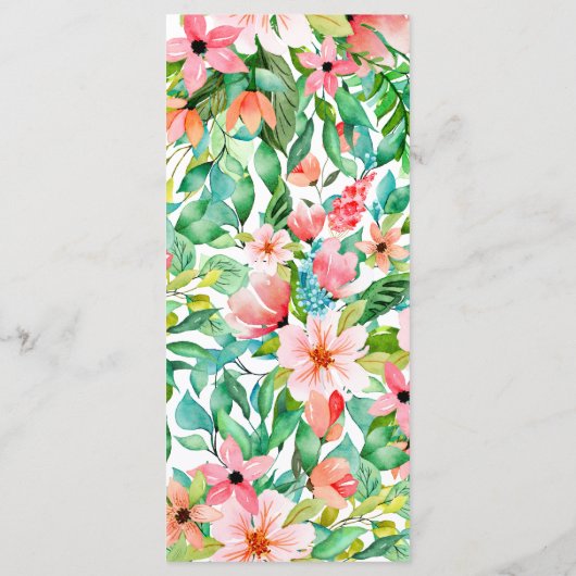 Tropical Floral Beach Hochzeit Menükarte (Rückseite)