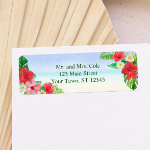 Tropical Floral Beach Hochzeit Rücksendeadresse