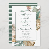 Tropical Floral Beach Hochzeit Save the Date (Vorne/Hinten)