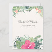 Tropical Floral Beach Hochzeit Save The Date (Rückseite)