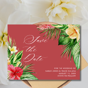 Tropical Floral Beach Hochzeit Save the Date Ankündigungspostkarte
