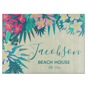 Tropical Floral Beach House Family Sommer Schneidebrett