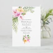Tropical Floral Beach QR Code UAWG Wedding Einladung (Stehend Vorderseite)