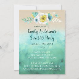 Tropical Floral Beach Thema Sweet 16 Geburtstag Einladung