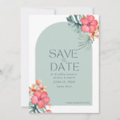 Tropical Floral Beach Wedding Foto Save the Date (Vorderseite)