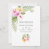 Tropical Floral Beach Wedding Foto Save The Date (Vorderseite)