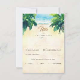 Tropical Floral Beach Wedding UAWG RSVP Karte