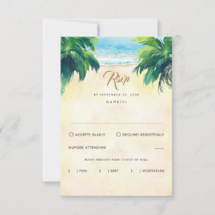 Tropical Floral Beach Wedding UAWG RSVP Karte