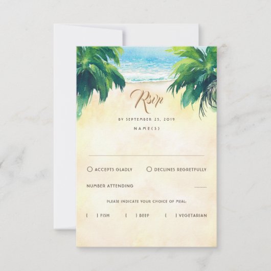 Tropical Floral Beach Wedding UAWG RSVP Karte (Vorderseite)