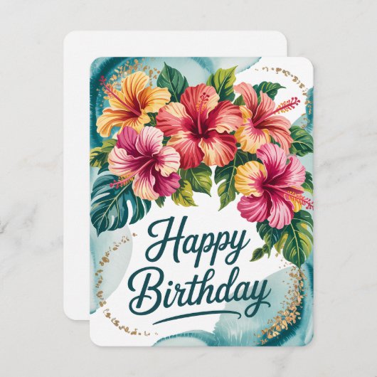 Tropical Floral Birthday Card Dankeskarte (Vorne/Hinten)