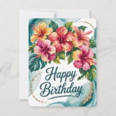 Tropical Floral Birthday Card Dankeskarte (Vorderseite)