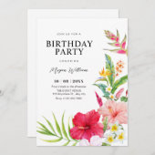 Tropical floral birthday einladung (Vorne/Hinten)