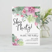 Tropical Floral Birthday Party Einladung (Stehend Vorderseite)