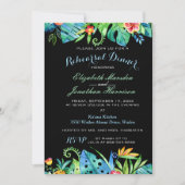 Tropical Floral Black Probe Dinner Einladung (Vorderseite)