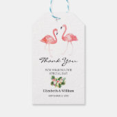 Tropical Floral Blätter Flamingo Wedding Vielen Da Geschenkanhänger (Rückseite)