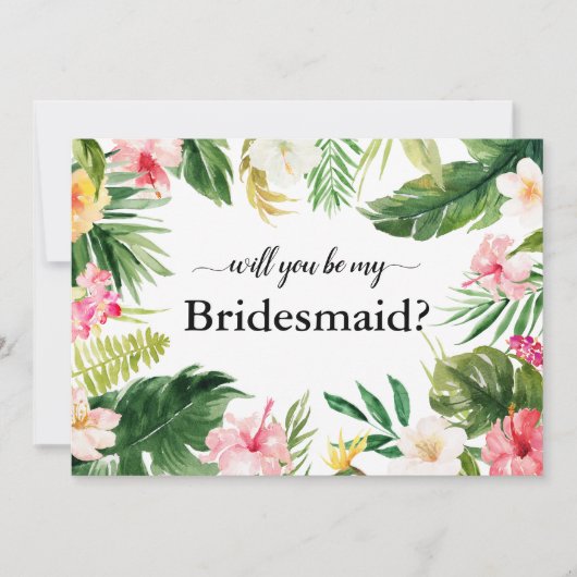 Tropical Floral Blätter werden Sie meine Bridesmai Einladung (Vorderseite)