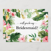 Tropical Floral Blätter werden Sie meine Bridesmai Einladung (Vorne/Hinten)