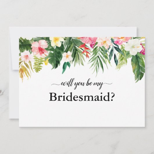 Tropical Floral Blätter werden Sie meine Bridesmai Einladung (Vorderseite)