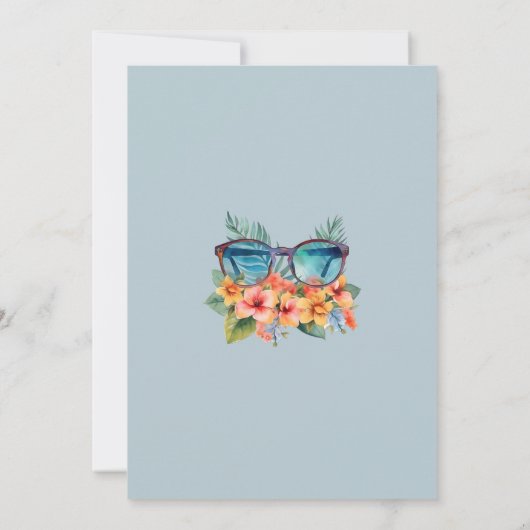 Tropical Floral Blue Beach Brautparty Einladung (Rückseite)