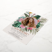 Tropical Floral & Botanic Foto Abschluss Folieneinladung (Gedreht)