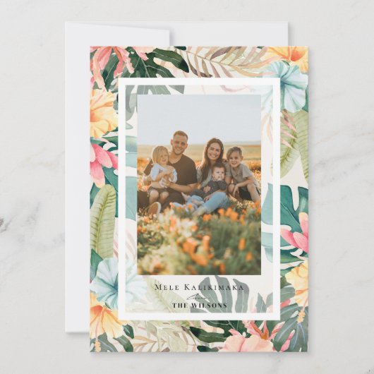 Tropical Floral & Botanical Holiday Photo Card Einladung (Vorderseite)