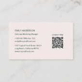 Tropical Floral Botanical Logo QR Code Visitenkarte (Rückseite)