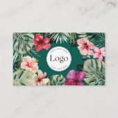 Tropical Floral Botanical Logo QR Code Visitenkarte (Vorderseite)