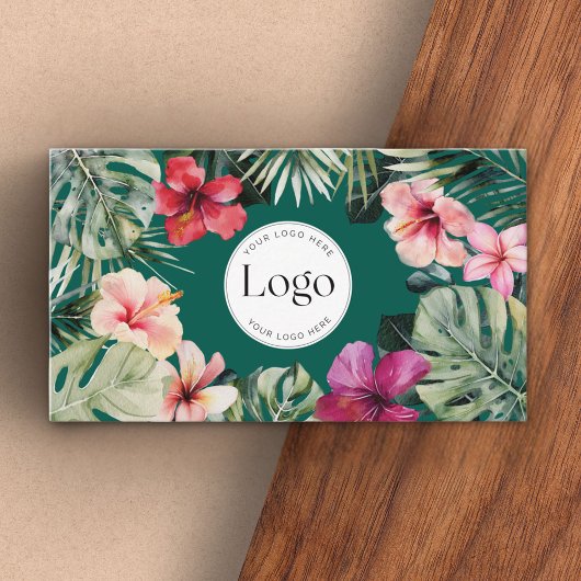 Tropical Floral Botanical Logo QR Code Visitenkarte