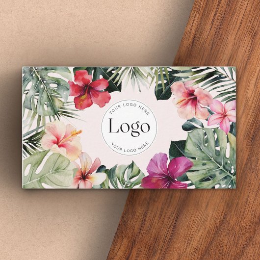 Tropical Floral Botanical Logo QR Code Visitenkarte