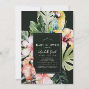 Tropical Floral & Botanical Parrot Baby Dusche Einladung