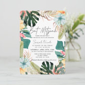 Tropical Floral & Botanical Plants Bat Mitzvah Einladung (Stehend Vorderseite)