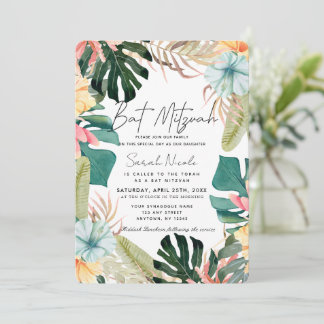 Tropical Floral & Botanical Plants Bat Mitzvah Einladung