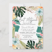 Tropical Floral & Botanical Plants Bat Mitzvah Einladung (Vorderseite)