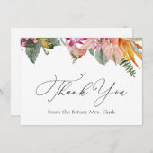 Tropical Floral Brautparty Danke Mitteilungskarte (Vorne/Hinten)