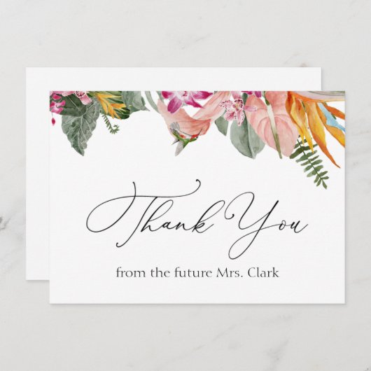 Tropical Floral Brautparty Danke Mitteilungskarte (Vorne/Hinten)