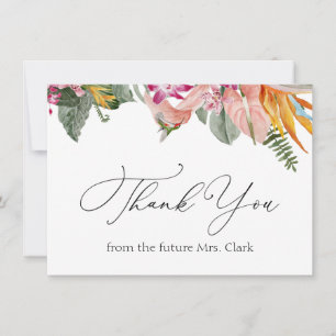 Tropical Floral Brautparty Danke Mitteilungskarte