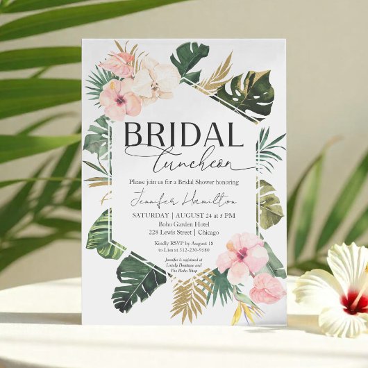 Tropical Floral Bridal Luncheon Brautparty Einladung