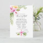 Tropical Floral Bridal or Baby Showroom by Mail Einladung (Stehend Vorderseite)