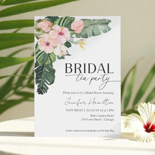 Tropical Floral Bridal Tee Party Brautparty Einladung