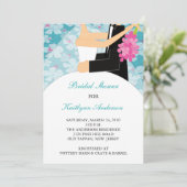 Tropical Floral Bride Bridal Dusche Einladung (Stehend Vorderseite)
