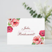 Tropical Floral Bridesmaid Card Einladung (Stehend Vorderseite)