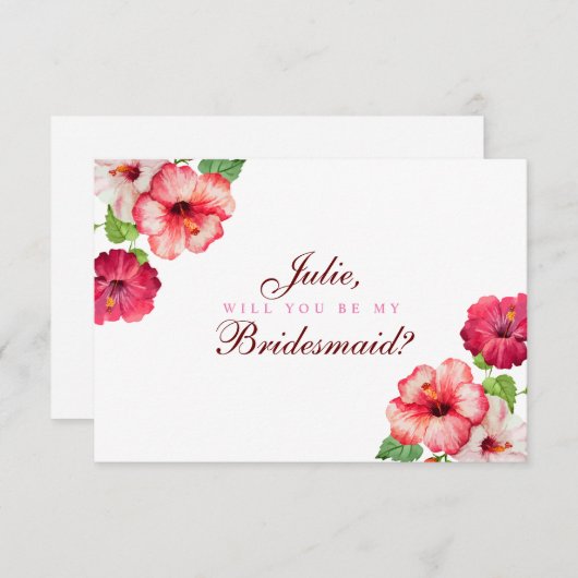 Tropical Floral Bridesmaid Card Einladung (Vorne/Hinten)