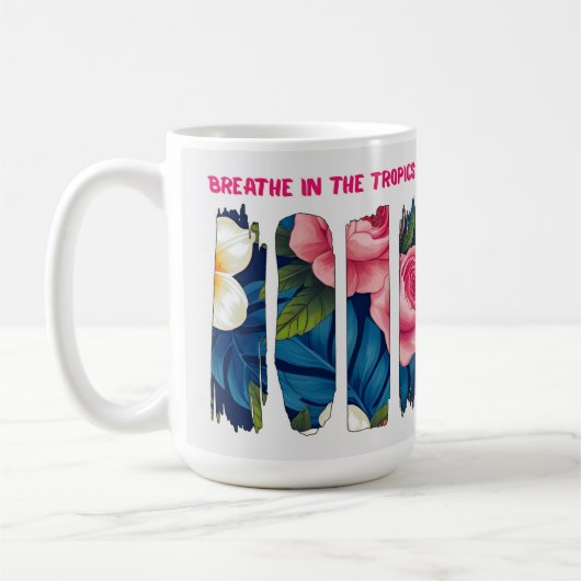 Tropical Floral Brush effect Kaffeetasse (Links)