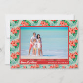 Tropical Floral Christmas Foto Feiertagskarte (Vorderseite)